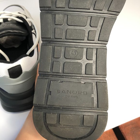 $320 Sandro Paris Marine White Leather Athletic Shoe Sneakers Size 43 AS IS - Picture 9 of 9